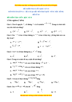 Đề thi giữa kì 2 Toán 11 Kết nối tri thức (Đề 10)