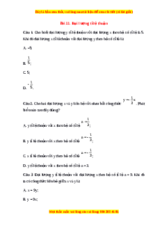 Trắc nghiệm Đại lượng tỉ lệ thuận Toán 7 Kết nối tri thức