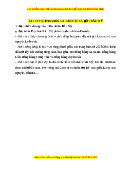 Lý thuyết Địa lý 7 Chân trời sáng tạo Bài 14: Thiên nhiên và dân cư, xã hội Bắc Mỹ