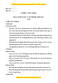 Giáo án Bài 8 Khoa học lớp 4 (Chân trời sáng tạo): Nguồn sáng và sự truyền ánh sáng