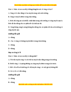 Trắc nghiệm Bài tập về sóng Vật lí 11 Kết nối tri thức