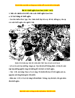 Lý thuyết Lịch sử 7 Chân trời sáng tạo Bài 19: Khởi nghĩa Lam Sơn (1418-1427)