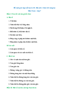 Đề cương ôn tập Cuối kì 2 Toán 7 Chân trời sáng tạo Cấu trúc mới