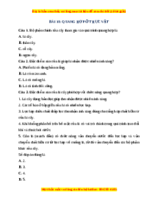 Trắc nghiệm Quang hợp ở thực vật KHTN 7 Cánh diều