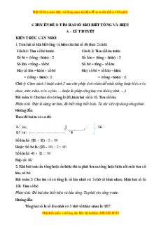 Chuyên đề Tìm hai số khi biết tổng và hiệu lớp 4 (có lời giải)