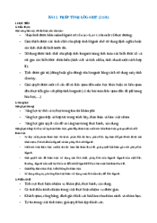 Giáo án Phép tính lôgarit Toán 11 Cánh diều