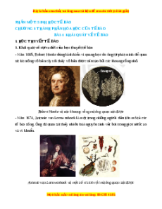 Lý thuyết Sinh học 10 Chân trời sáng tạo Bài 4: Khái quát về tế bào