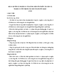 Giáo án Bài 9: Quyền và nghĩa vụ của công dân về sở hữu tài sản và tôn trọng tài sản của người khác KTPL 12 Kết nối tri thức