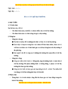 Giáo án Bài 4 KTPL 10 Kết nối tri thức: Cơ chế thị trường