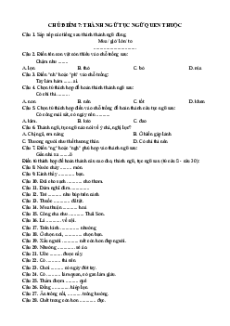 Câu hỏi ôn thi Trạng Nguyên Tiếng Việt lớp 1 Chủ điểm 7: Thành ngữ, tục ngữ quen thuộc