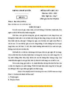 Đề thi giữa học kì 1 Ngữ Văn 7 Chân trời sáng tạo (Đề 2)