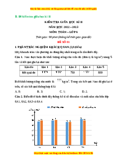 Đề thi giữa kì 2 Toán 6 Cánh diều (Đề 1)