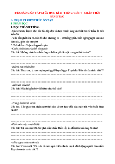 Đề cương ôn tập Giữa kì 2 Tiếng Việt lớp 4 Chân trời sáng tạo Cấu trúc mới