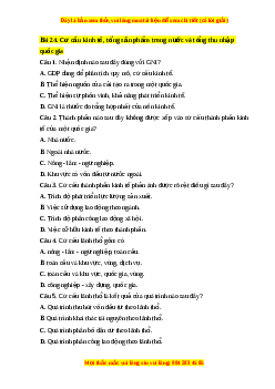 Trắc nghiệm Bài 24 Địa lí 10 Chân trời sáng tạo: Cơ cấu nền kinh tế, một số tiêu chí đánh giá sự phát triển kinh tế