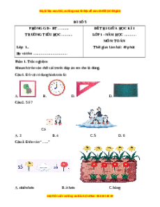 Đề thi giữa kì 1 Toán lớp 1 Cánh diều - Đề 5