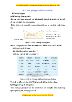 Lý thuyết Tin học 10 Cánh diều Bài 2: Biến, phép gán và biểu thức số học