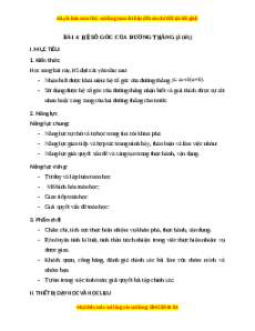 Giáo án Toán 8 Hệ số góc của đường thẳng Chân trời sáng tạo