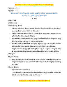 Giáo án Bài 20 KTPL 11 Chân trời sáng tạo: Quyền và nghĩa vụ công dân về tự do ngôn luận, báo chí và tiếp cận thông tin