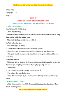 Giáo án So sánh các số có ba chữ số Toán lớp 2 Cánh diều