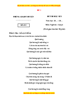 Đề thi cuối kì 1 Ngữ văn 6 Cánh diều (đề 2)