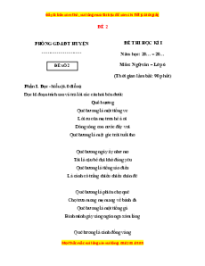 Đề thi cuối kì 1 Ngữ văn 6 Cánh diều (đề 2)