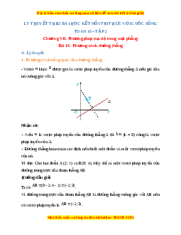 Lý thuyết Toán 10 Kết nối tri thức Bài 19: Phương trình đường thẳng