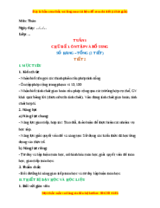Giáo án Số hạng - Tổng (Tiết 2) Toán 2 Chân trời sáng tạo