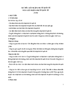 Giáo án Bài 2: Hội nhập kinh tế quốc tế KTPL 12 Chân trời sáng tạo