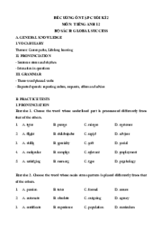 Đề cương ôn tập Cuối kì 2 Tiếng Anh 12 Global success có đáp án