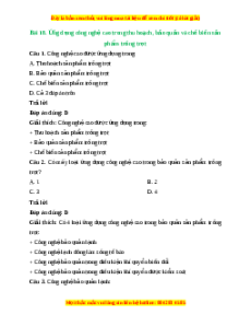 Trắc nghiệm Bài 18: Ứng dụng công nghệ cao trong thu hoạch, bảo quản và chế biến sản phẩm trồng trọt Công nghệ 10 Cánh diều