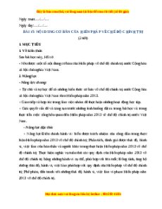 Giáo án Bài 15 KTPL 10 Kết nối tri thức: Nội dung cơ bản của Hiến pháp Việt Nam về chế độ chính trị