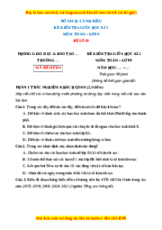 Đề thi giữa kì 2 Toán 8 Cánh diều (Đề 9)