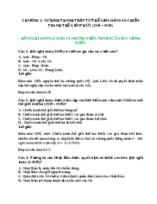 Trắc nghiệm Chương 1: Sự hình thành trật tự thế giới mới sau chiến tranh thế giới thứ 2 (1945 – 1949) Lịch sử 12
