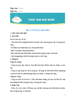 Giáo án Bài 3: Vượt qua khó khăn Đạo đức lớp 5 Kết nối tri thức