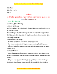 Giáo án Lít Toán lớp 2 Cánh diều