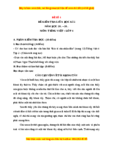 Đề thi giữa kì 2 Tiếng Việt lớp 4 Chân trời sáng tạo (Đề 1)