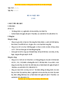 Giáo án Bài 16 Lịch sử 8 Chân trời sáng tạo (2024): Nhật Bản