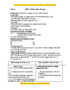 Giáo án ADN và bản chất của gen Sinh học 9