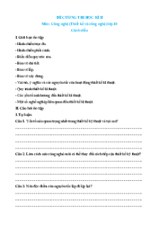 Đề cương ôn tập Cuối kì 2 Công nghệ Thiết kế 10 Cánh diều