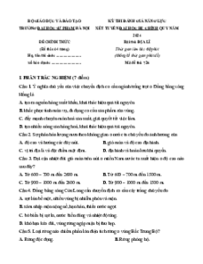 Đề thi Địa lí ĐGNL Đại học Sư phạm Hà Nội năm 2024