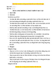 Giáo án Sinh trưởng và phát triển ở thực vật Sinh học 11 Chân trời sáng tạo