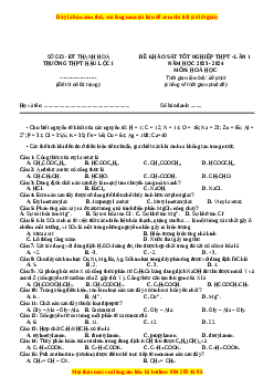 Đề thi thử tốt nghiệp Hóa học trường THPT Hậu Lộc 1 lần 1 năm 2024