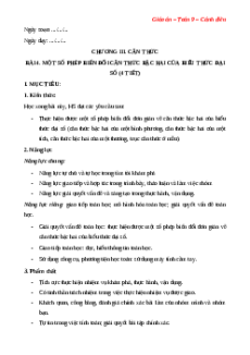 Giáo án Một số phép biến đổi căn thức bậc hai của biểu thức đại số Toán 9 Cánh diều