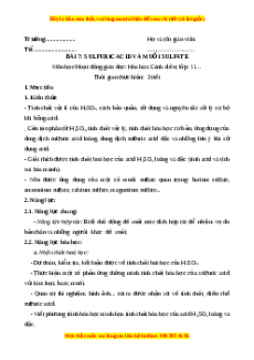 Giáo án Sulfuric acid và muối sulfate Hóa học 11 Cánh diều