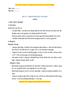 Giáo án Bài 27 Lịch sử & Địa lí lớp 4 Kết nối tri thức: Thành phố Hồ Chí Minh