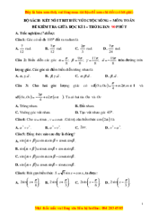 Đề thi giữa kì 1 Toán 11 Kết nối tri thức (đề 5)