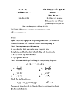 Đề thi Giữa kì 1 Hóa học 11 Chân trời sáng tạo Cấu trúc mới 2025 (Đề 1)