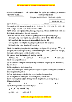 Đề thi HSG Hóa 11 năm 2023-2024 (Đề 14) có lời giải
