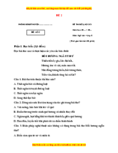 Đề thi giữa kì 1 Ngữ văn 8 Kết nối tri thức (đề 2)