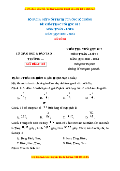 Đề thi cuối kì 2 Toán 6 Kết nối tri thức (Đề 3)